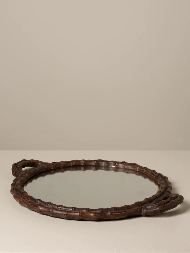 Tavă rotundă cu oglindă, H29 cm, "Bamboo"