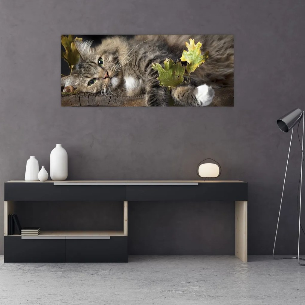 Tablou - Pisica mincinoasă (120x50 cm)