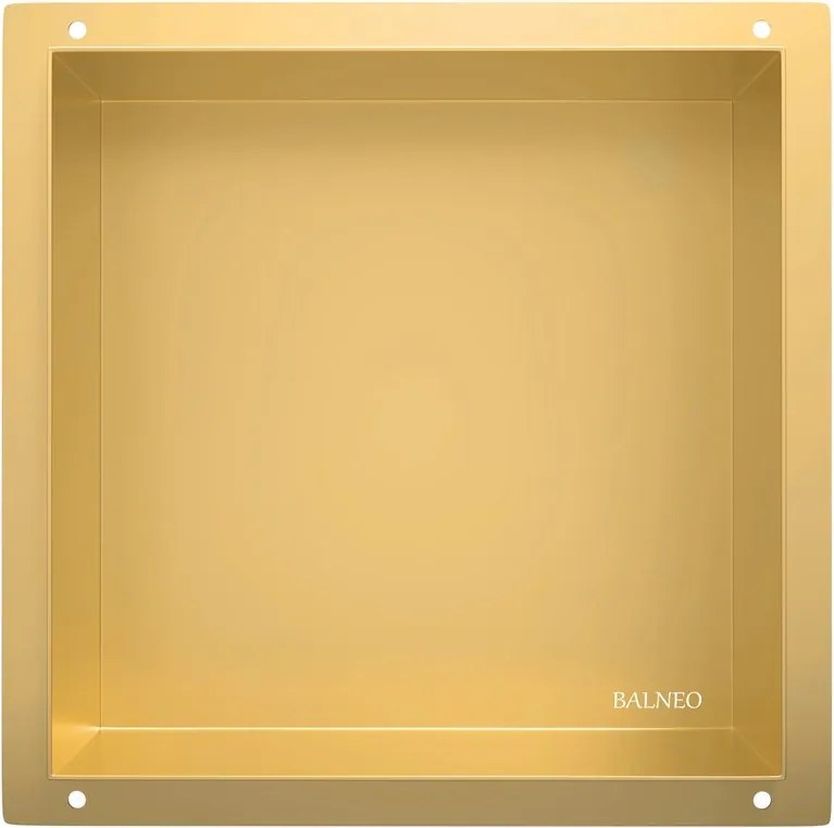 Raft incastrat patrat Balneo Wall-Box No Rim 30x30x10 cm auriu lucios fara rama