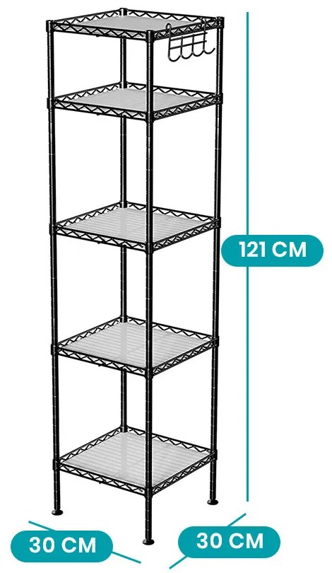 Raft de baie cu 5 niveluri 30x30x121cm