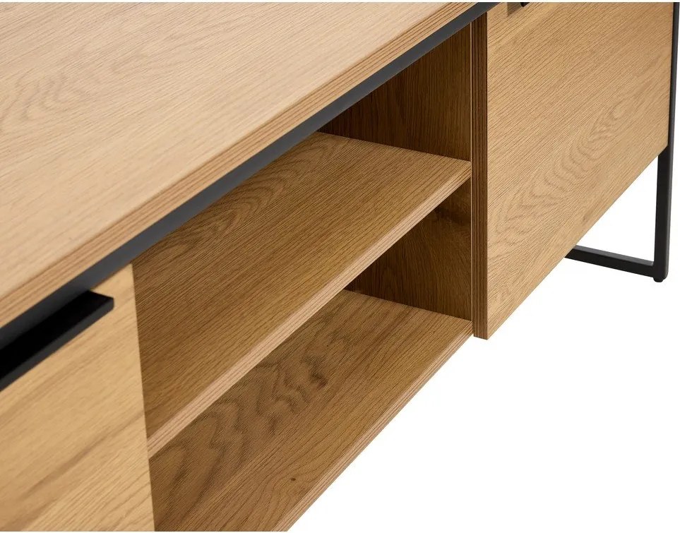 Comodă TV în culoare naturală cu aspect de lemn de stejar 155x55x45 cm Cesura – Unique Furniture