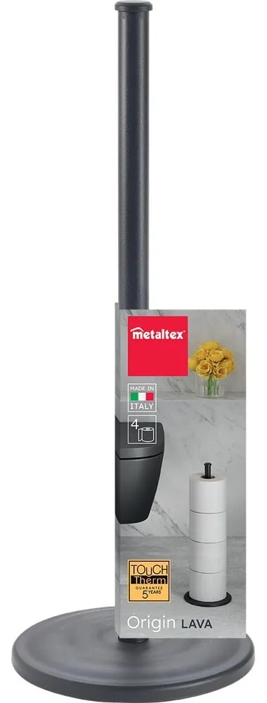 Suport pentru hârtie igienică negru mat din oțel Lava – Metaltex
