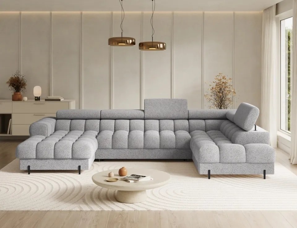 Coltar extensibil cu spatiu pentru depozitare, 358x202x93 cm, Feraria R, Eltap (Culoare: Gri / Pellerito 20)