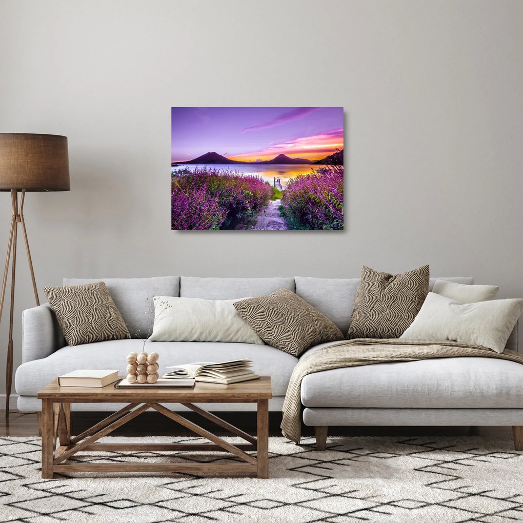 Tablou pe sticlă cu lac (70x50 cm)