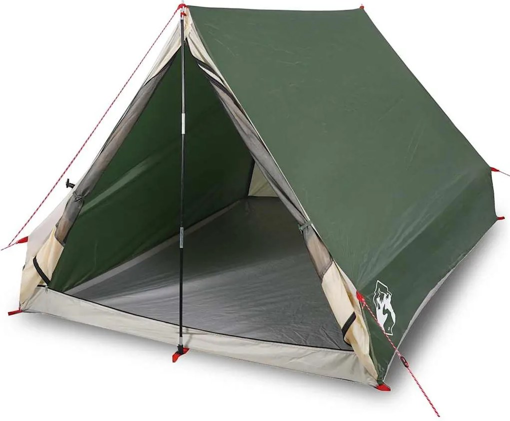 vidaXL Cort de camping cu cadru A, 2 persoane, verde, impermeabil