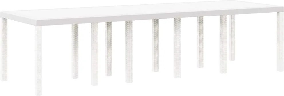 vidaXL Masă de Grădină Alb 300 x 100 x 73 cm poliratan