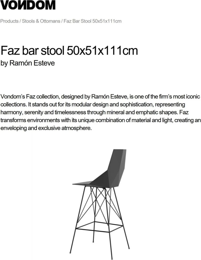 Set de 4 scaune de bar de exterior / interior design modern premium FAZ CHAIR counter 54163