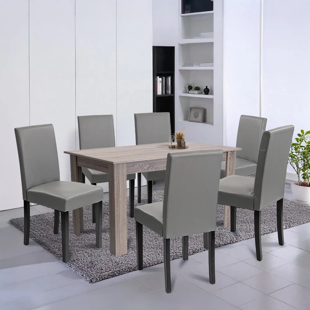 Set de masă Leon 6+1 stejar York gri