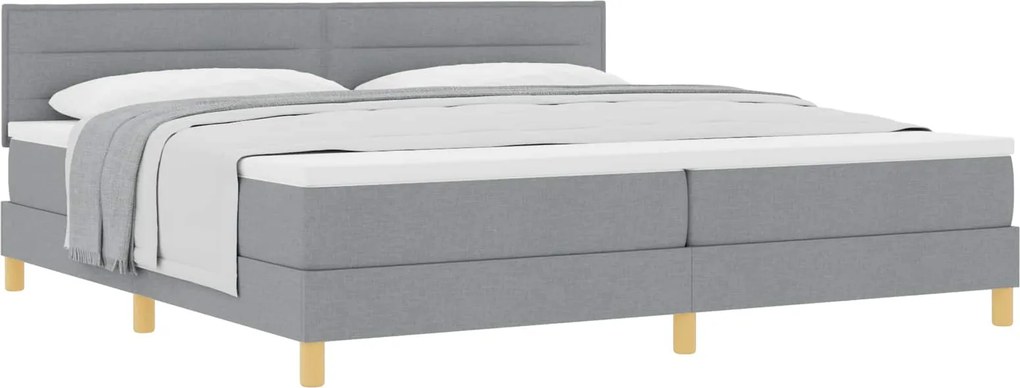 vidaXL Pat cu arcuri cu saltea Gri deschis 200 x 200 cm țesătură