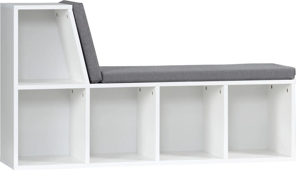 HOMCOM Bibliotecă Modulară cu 5 Rafturi Deschise și 2 Perne, Mobilier pentru Living, Dormitor și Birou, Gri Alb | Aosom Romania