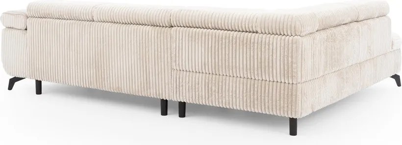 Colțar crem cu tapițerie din catifea reiată (cu colț pe partea stângă/în formă de ”L”) Marbeya – Ropez