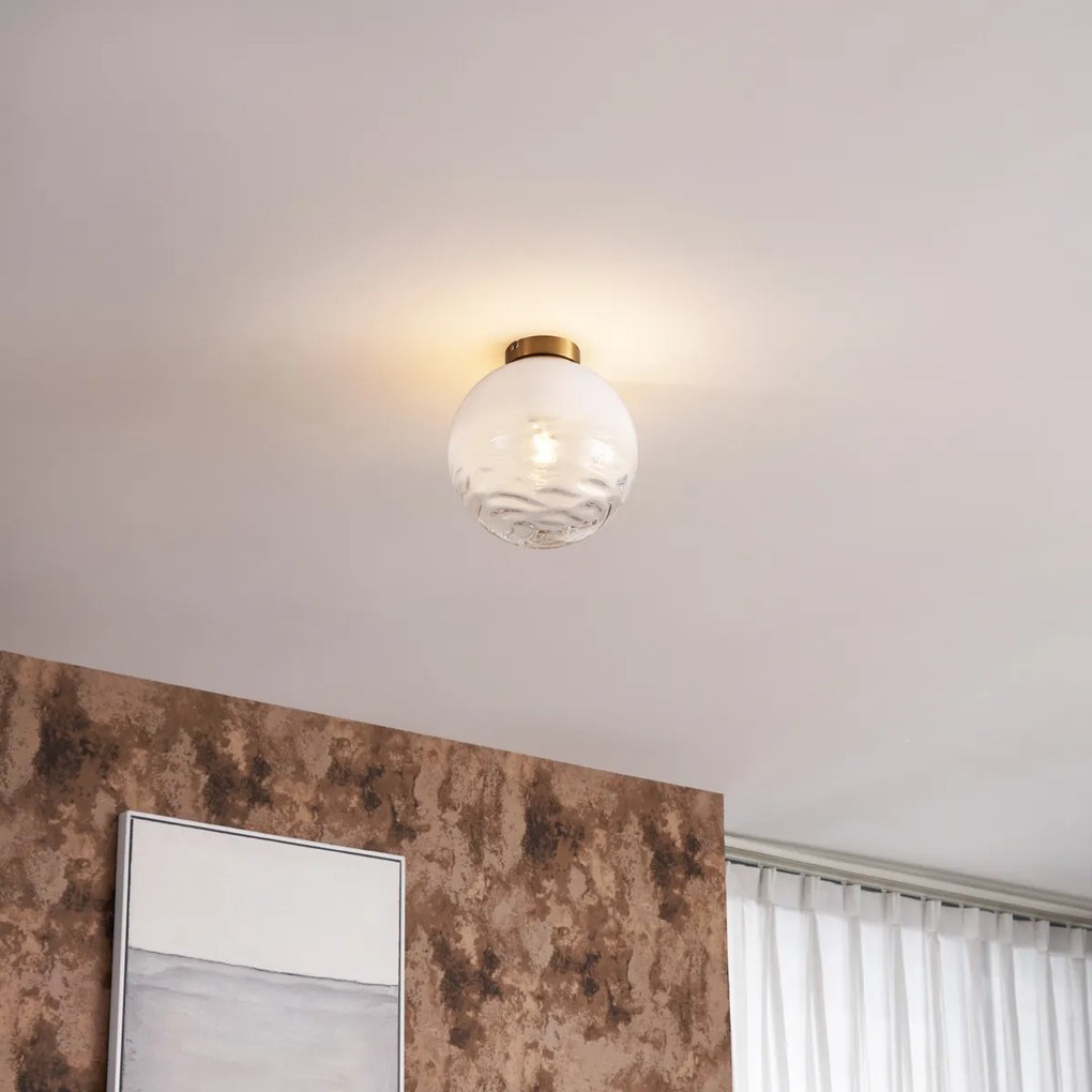 Plafonieră de design din alamă cu sticlă albă degrade - Pillon