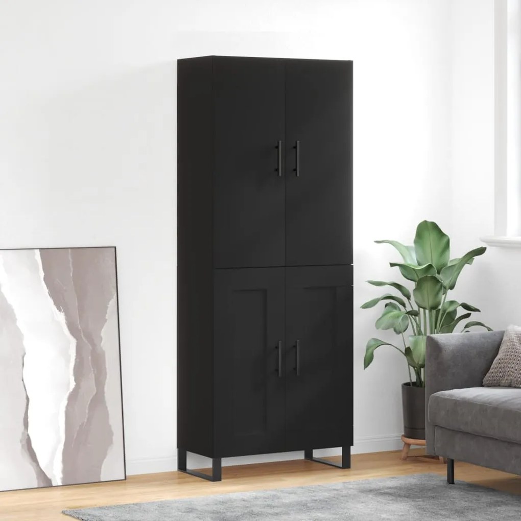 3195812 vidaXL Dulap înalt, negru, 69,5x34x180 cm, lemn compozit