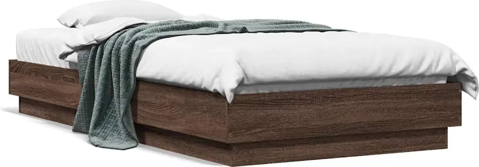 vidaXL Cadru pat fără saltea stejar maro, 90x190 cm, lemn prelucrat