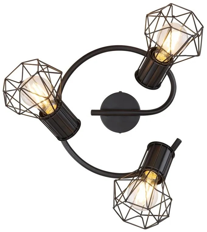 Plafoniera cu 3 spoturi design industrial PRISKA negru