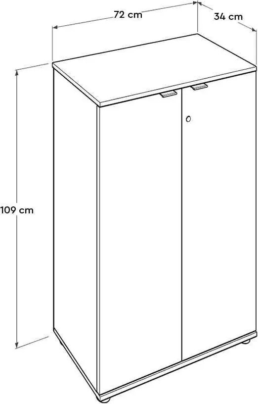 Bibliotecă Adore Rio cu 2 Uși, Cheie și 3 Rafturi, 72 x 109 x 34 cm