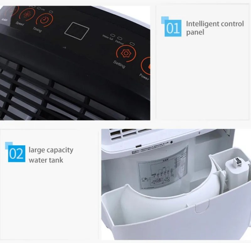 Dezumidificator Attractive TRITON 10, 175W, 1.8 L, 10l/24h, R290, Timer, Dezghetare automata, Senzor de umiditate, Alb/Negru