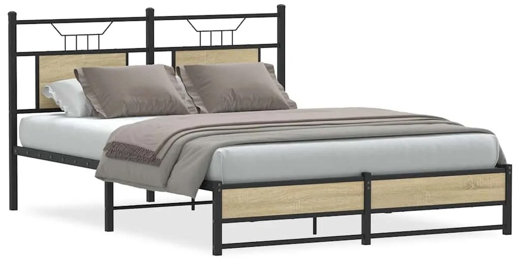 vidaXL Cadru pat fără saltea stejar sonoma 140x200 cm lemn prelucrat