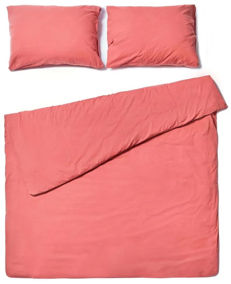 Lenjerie pentru pat dublu din bumbac Bonami Selection, 160 x 220 cm, roz corai