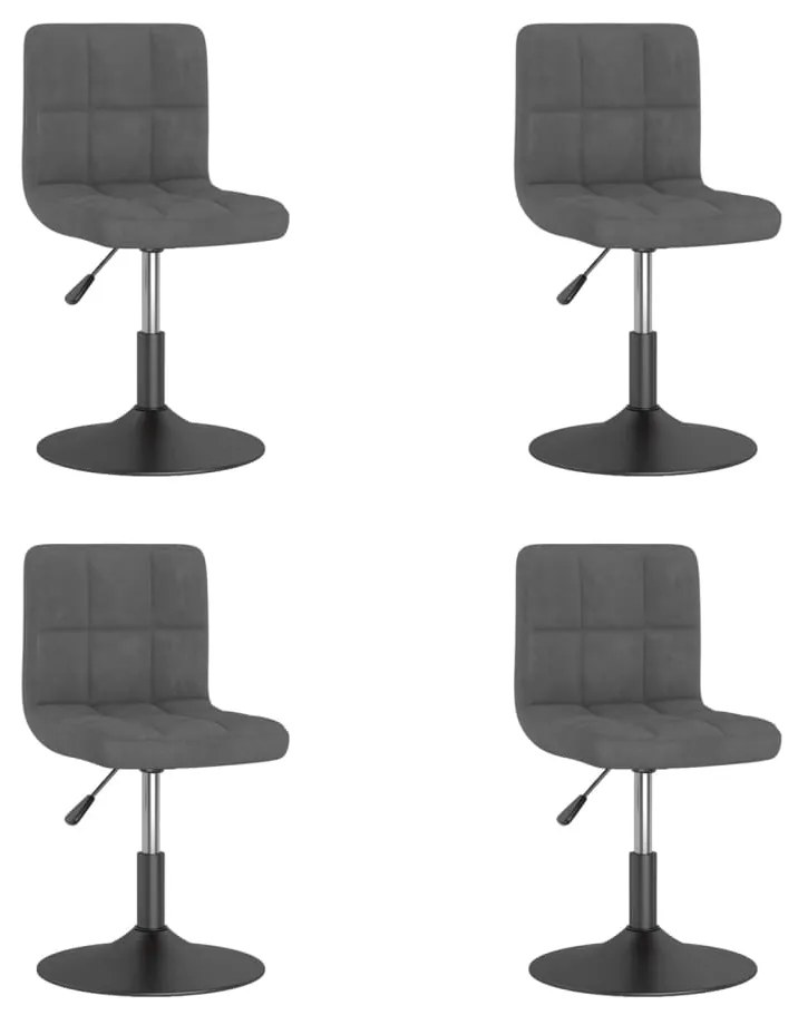 vidaXL Scaune de bucătărie pivotante, 4 buc., gri închis, catifea