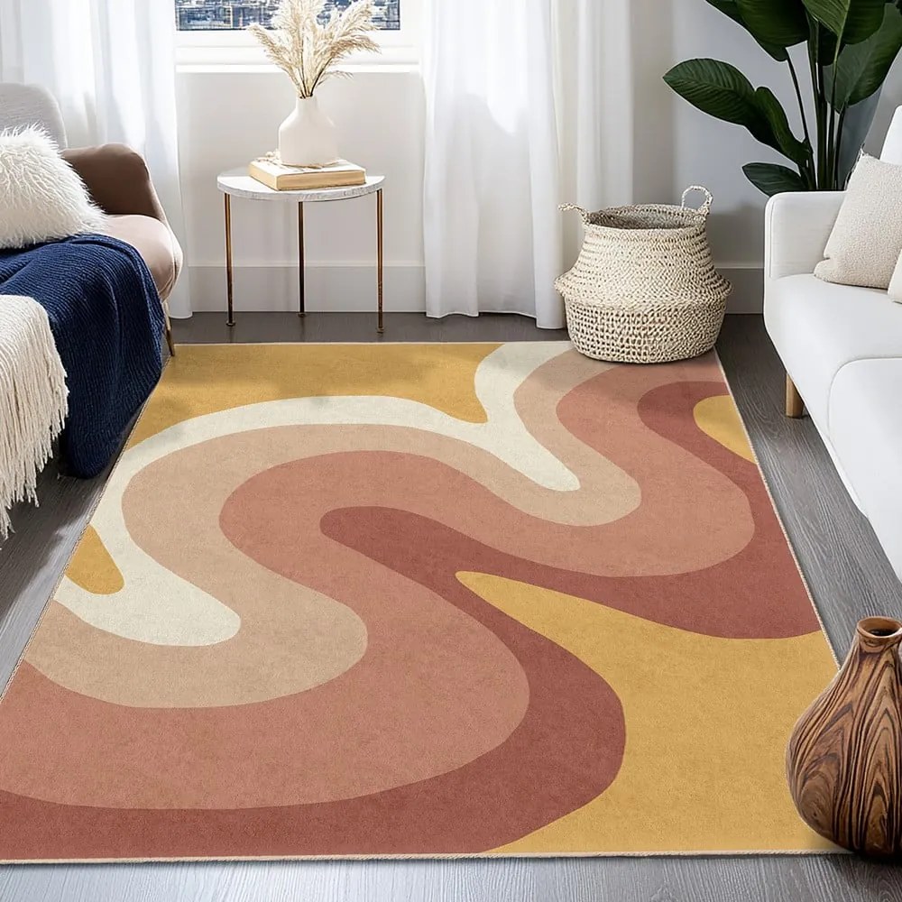 Covor galben ocru-roz prăfuit lavabil 80x150 cm Strawberry Creamsicle – Mila Home