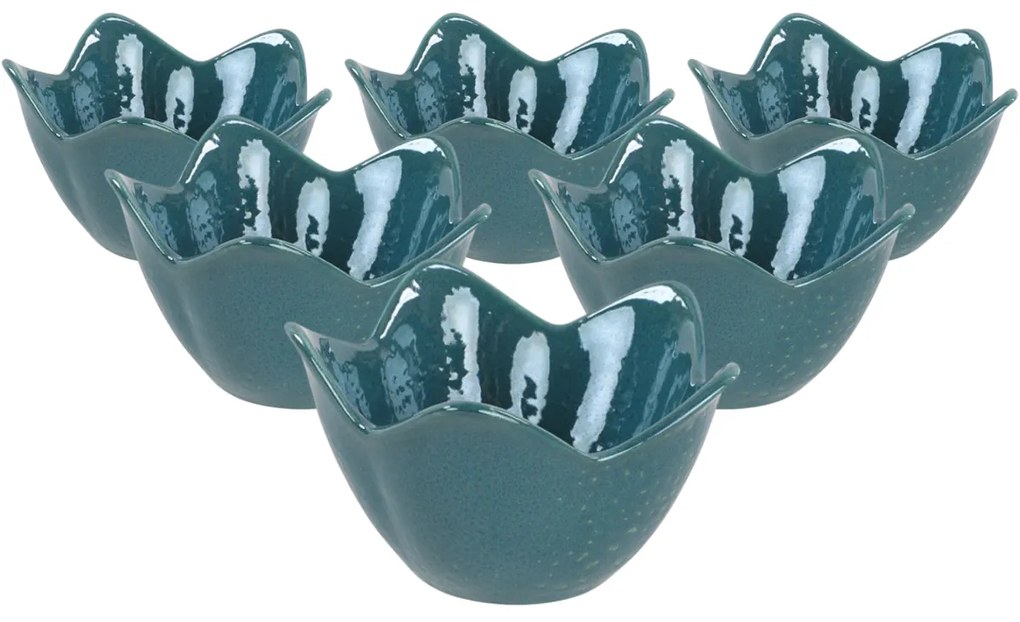 Set de 6 boluri ceramice Lotus 11,8 cm, turcoaz