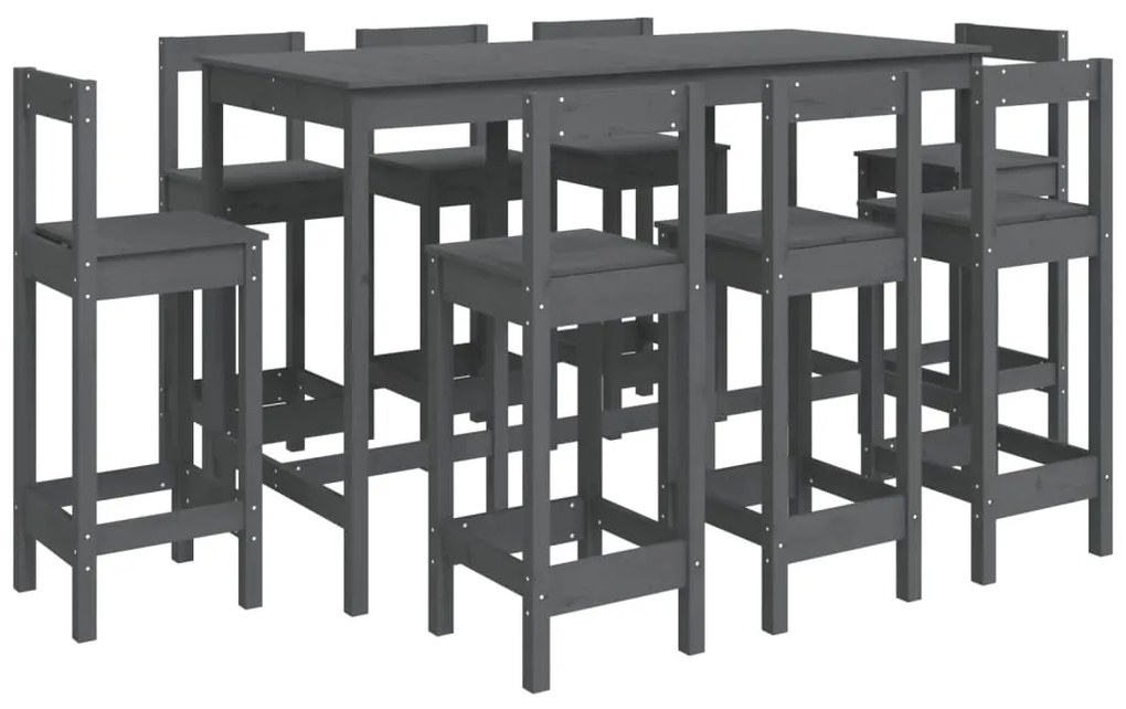 Set mobilier de bar, 9 piese, lemn masiv de pin