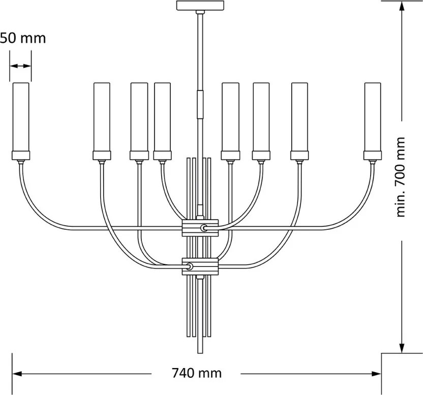 Candelabru modern realizat manual din alama Mussa 8L