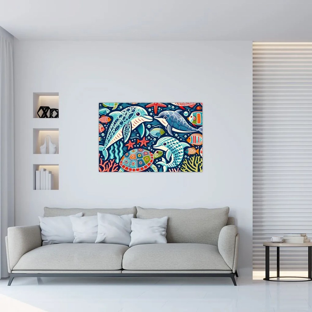Tablou – Animale acvatice desenate (90x60 cm)