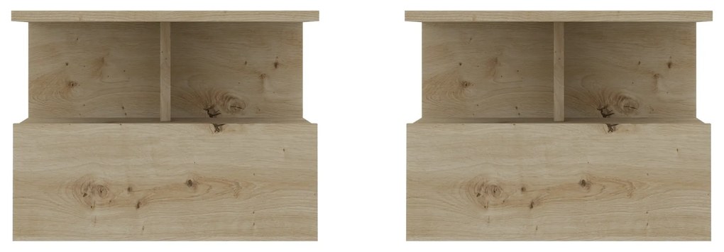 Set 2 Noptiere suspendate Kabi, 1 Usa, Stejar Artisan, 45 x 30 x 34 cm