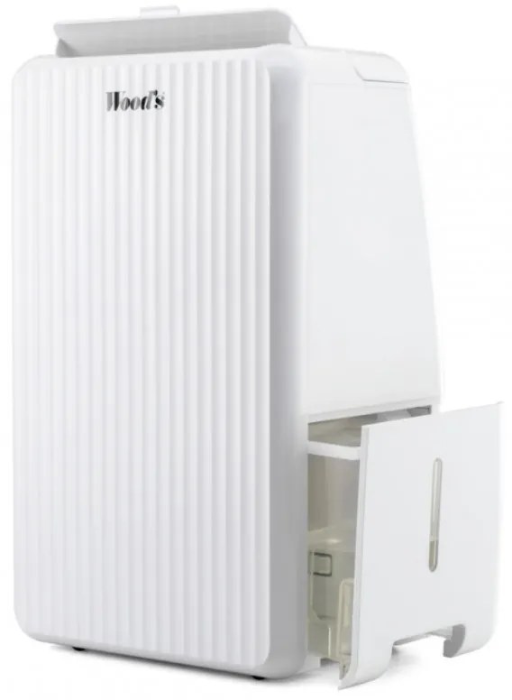 Dezumidificator Woods MRD10G, 102 m³/h, Pana la 40 m², Pentru bai, 10l/24h, Timer, Debit reglabil, Hidrostat, Alb