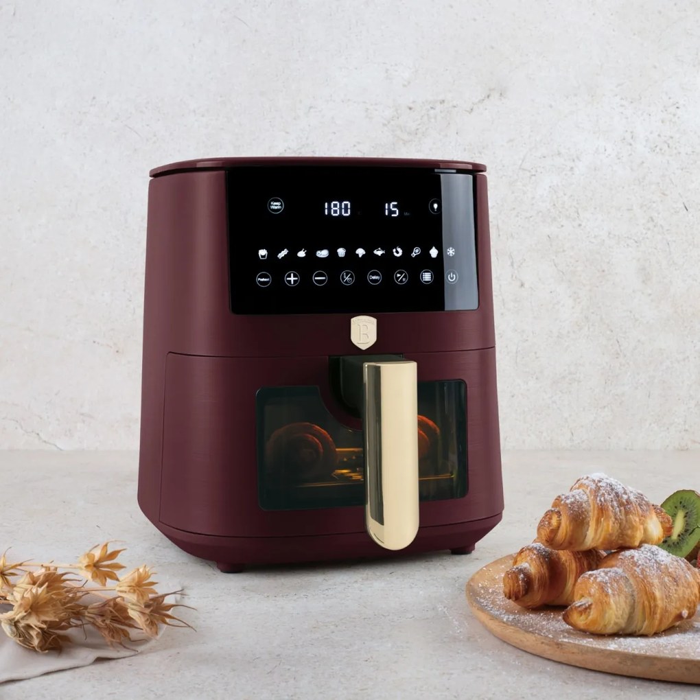 Friteuza cu aer cald, airfryer 8 L, fereastra vizibila Leonardo Collection Berlinger Haus BH 9606, cos mare