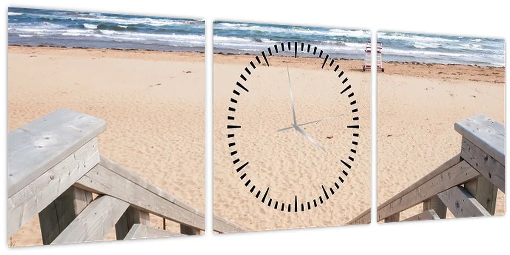 Tablou - Plajă (cu ceas) (90x30 cm)