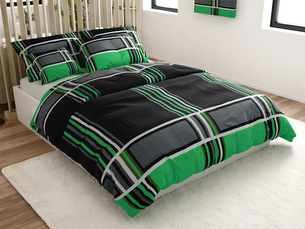 Lenjerie de pat din bumbac KARO BLEND verde Dimensiune lenjerie de pat: 70 x 90 cm | 140 x 200 cm
