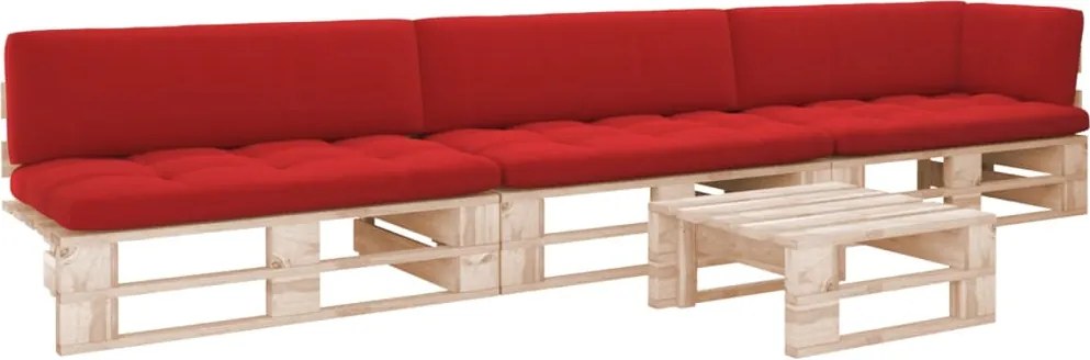 vidaXL Set mobilier paleți cu perne, 4 piese, lemn de pin tratat