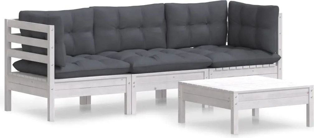 vidaXL Set mobilier grădină cu perne antracit, 4 piese, lemn de pin