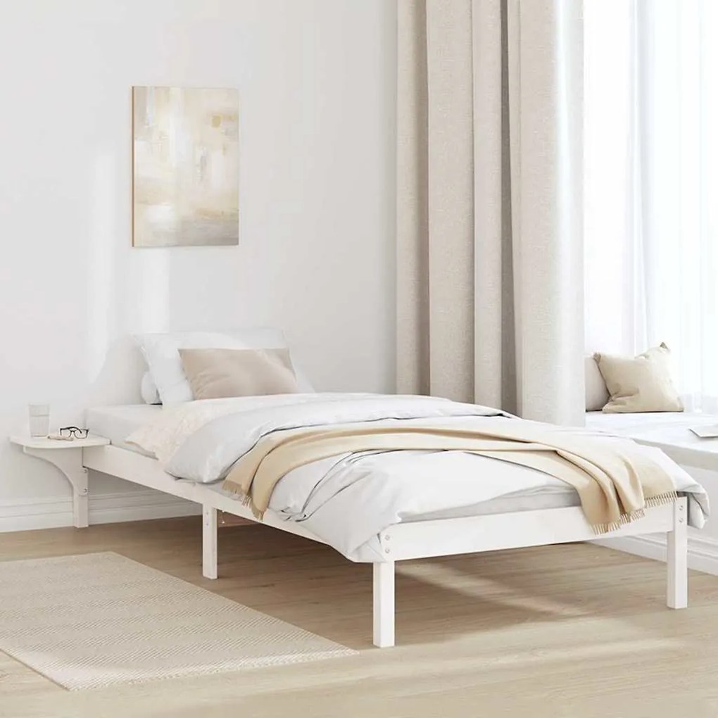 vidaXL Cadru de pat cu mese laterale Alb 90 x 190 cm Alb