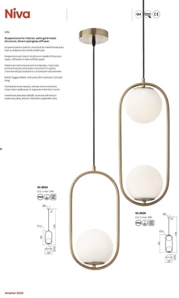 Lustră pe cablu NIVA 1xE14/28W/230V Redo 01-2623