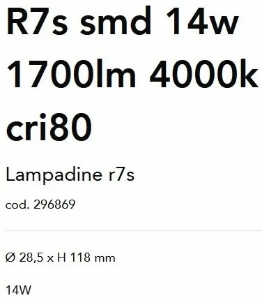 Bec LED, R7s SMD 14W 1700lm 4000K cri80