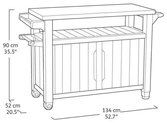 Masă pentru grătar de grădină 134x52 cm Unity – Keter