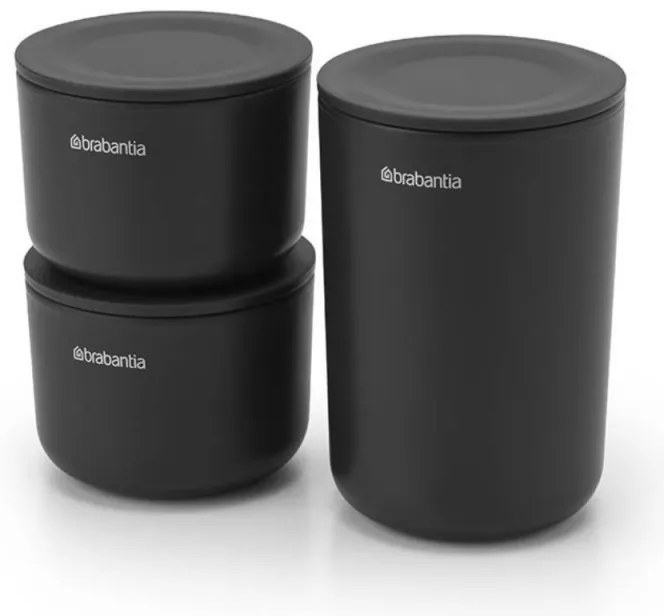 Set recipiente depozitare Brabantia ReNew 1004183, 3 piese, Baza moale anti-alunecare, Gri inchis