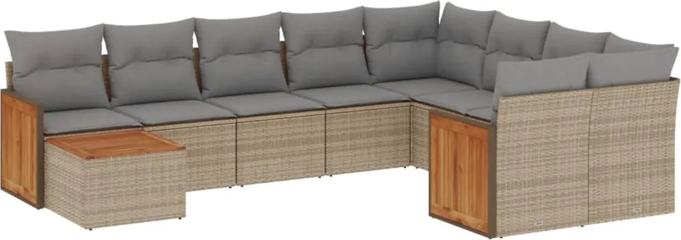 vidaXL Set canapele de grădină cu perne, 10 piese, bej, poliratan