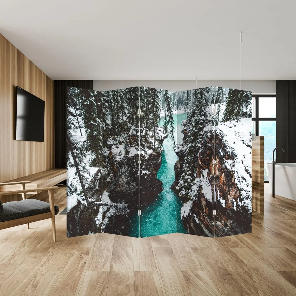 Paravan - Râul de munte iarna (210x170 cm)