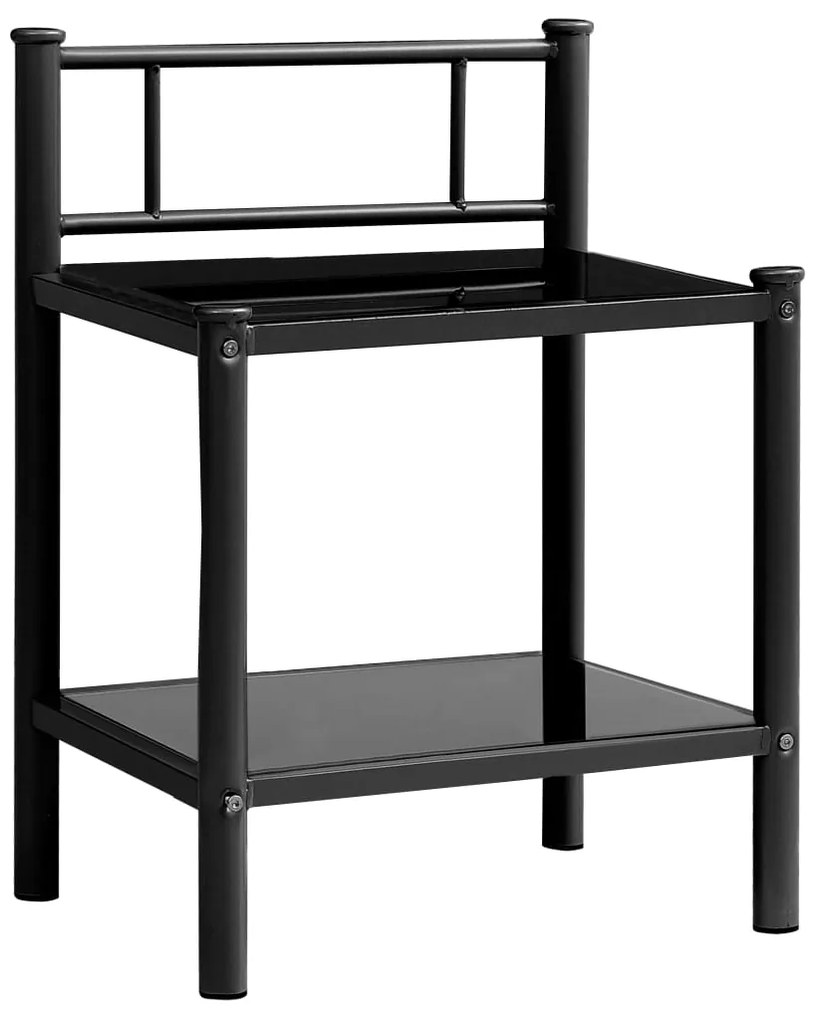 325088 vidaXL Noptieră, gri și negru, 45x34,5x60,5 cm, metal și sticlă