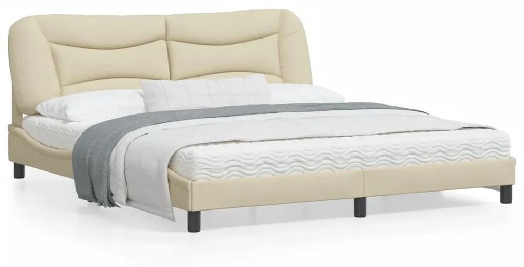 3207791 vidaXL Cadru de pat cu tăblie, crem, 180x200 cm, textil