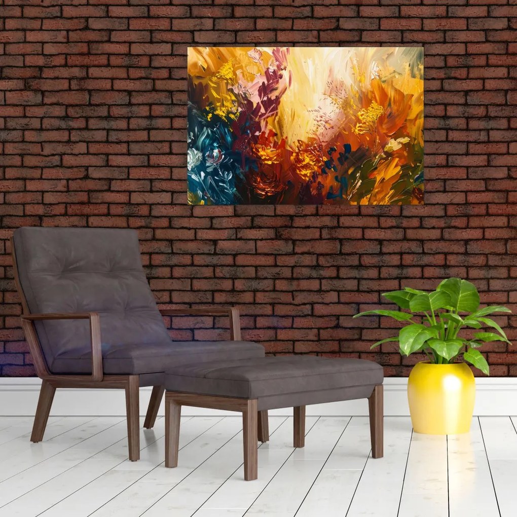 Tablou - pictură abstractă de flori (90x60 cm)