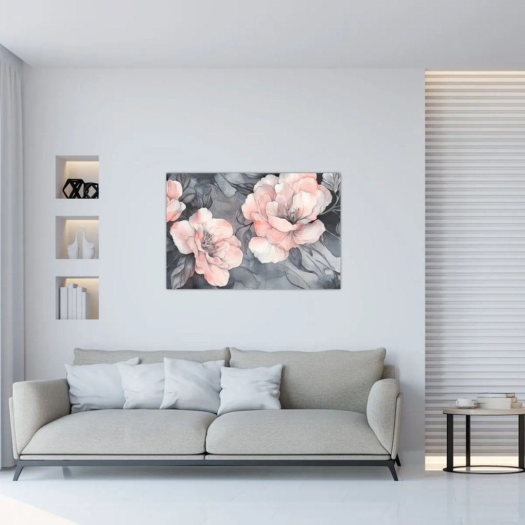 Tablou - Schiță de flori (90x60 cm)