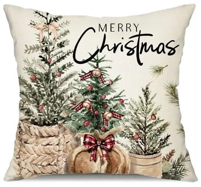 Fata de perna de Craciun BOHO CHRISTMAS 45x45 cm, crem