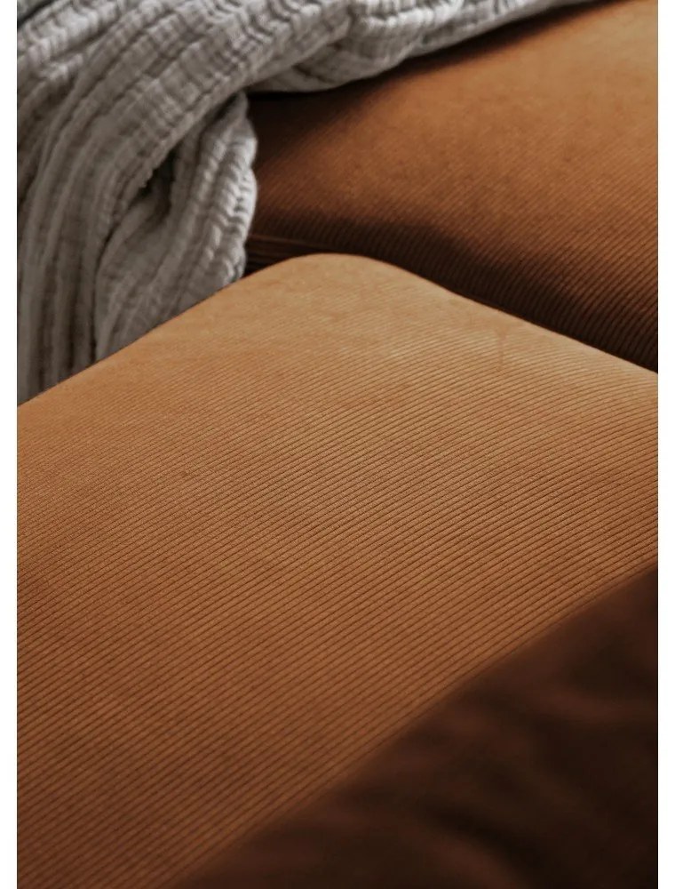 Colțar portocaliu/maro extensibil cu tapițerie din catifea reiată (cu colț pe partea dreaptă) Lofty Lilly – Miuform