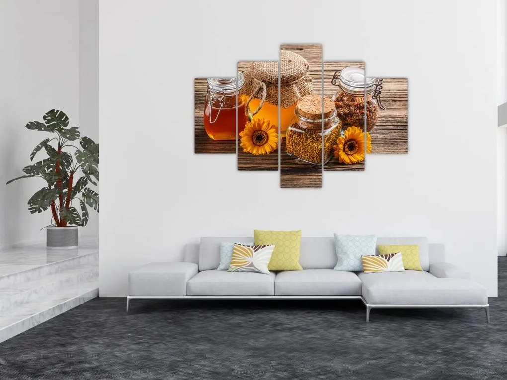 Tablou - Natura morta cu borcane de miere (150x105 cm)